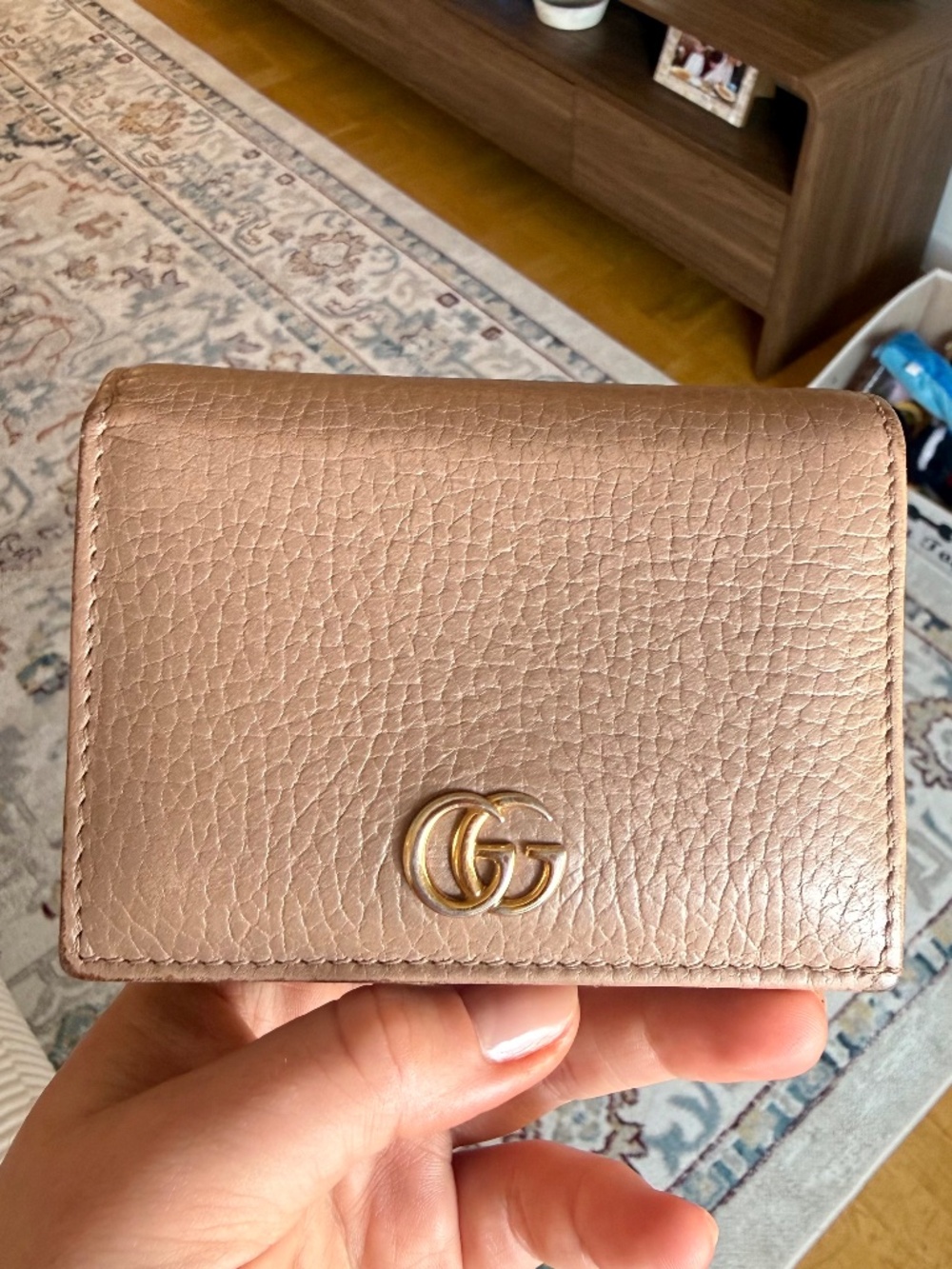Gucci GG Marmont card case wallet - tan